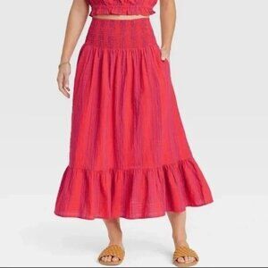 Elegant Red Maxi Skirt
